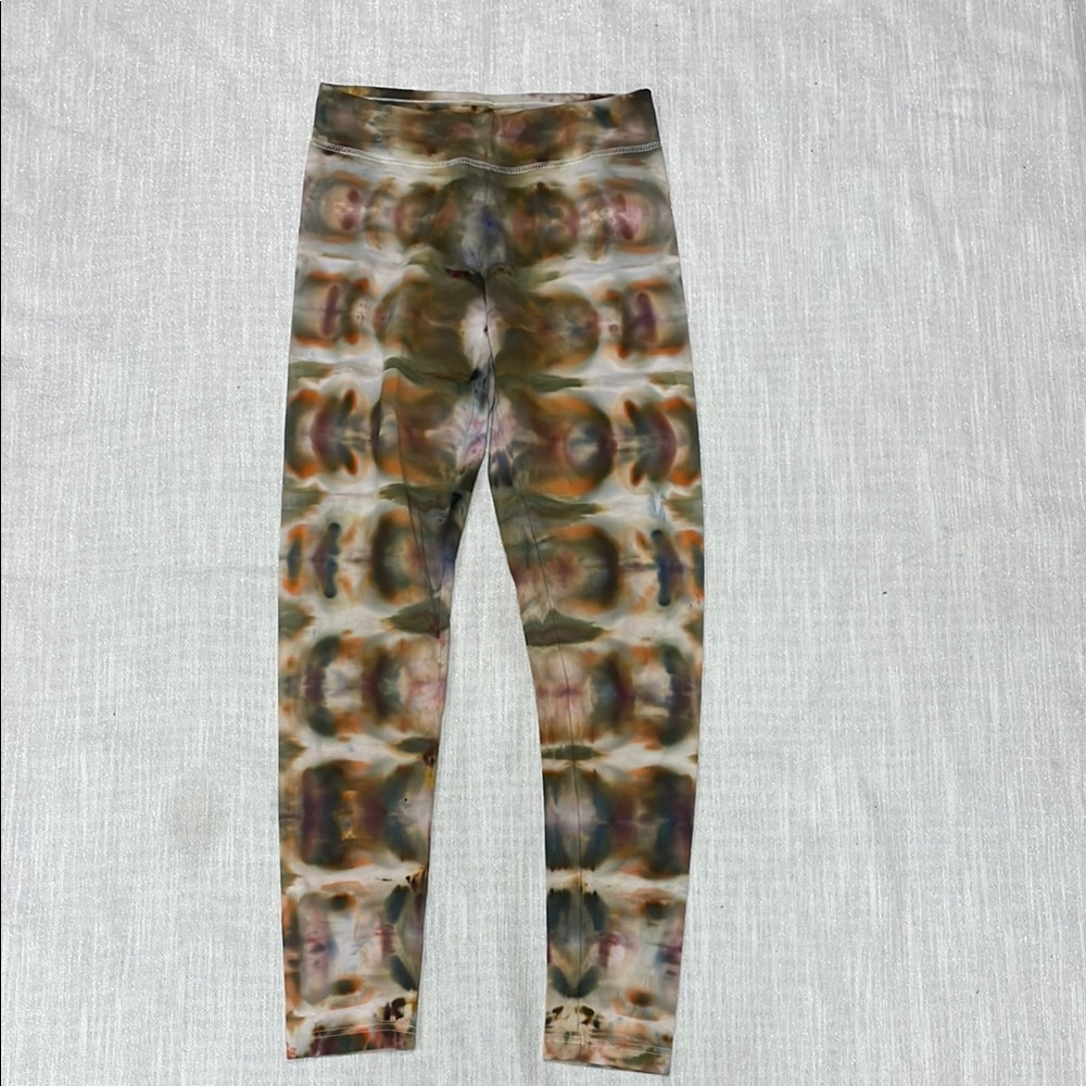 Sofra Brown and Green Leggings with Artistic Design